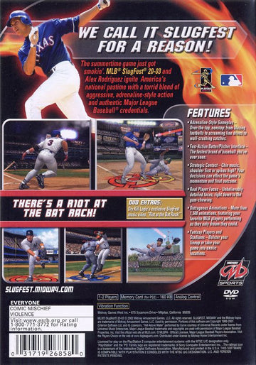 MLB SlugFest 20-03 | PlayStation 2 | back cover | region=North America | source-country=Canada,United States | zypher-v2 | moby-af6c0f608f35 | Data by MobyGames.com