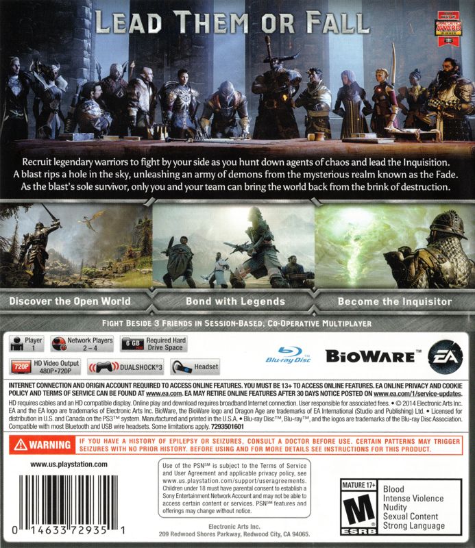 
Dragon Age: Inquisition | PlayStation 3 | back cover | Region: North America | source-country=United States | Data by MobyGames.com