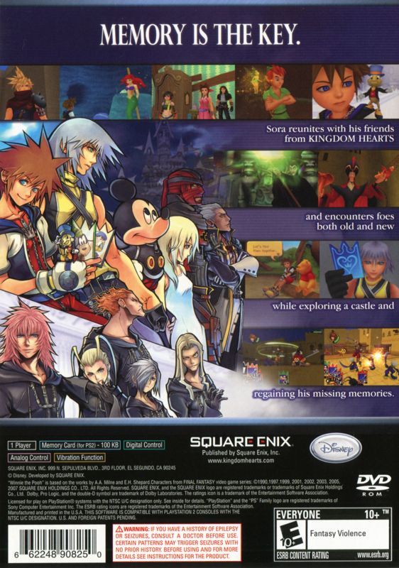 Kingdom Hearts: Re:Chain of Memories | PlayStation 2 | back cover | region=North America | source-country=United States | zypher-v2 | moby-6f771b023367 | Data by MobyGames.com
