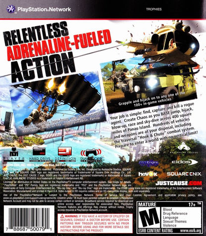 
Just Cause 2 | PlayStation 3 | back cover | Region: North America | source-country=United States | Data by MobyGames.com