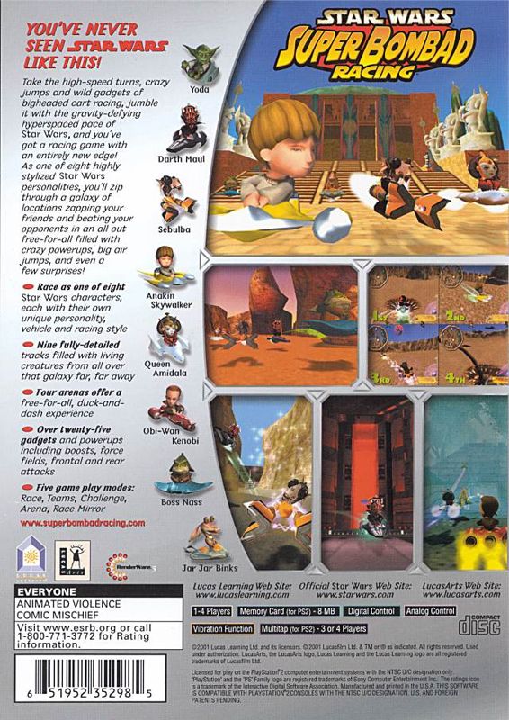 
Star Wars: Super Bombad Racing | PlayStation 2 | back cover | Data by MobyGames.com