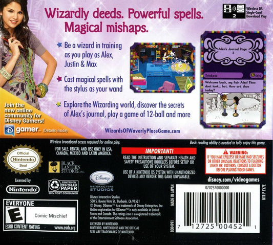 
Disney: Wizards of Waverly Place | Nintendo DS | back cover | Data by MobyGames.com