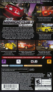 
Midnight Club 3: DUB Edition | PSP | back cover | Data by MobyGames.com