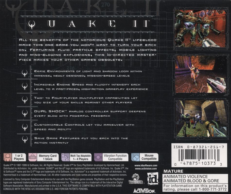 
Quake II | PlayStation | back cover | Data by MobyGames.com