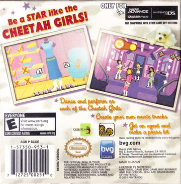 
The Cheetah Girls | Game Boy Advance | back cover | Data by MobyGames.com