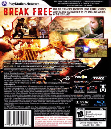 
Red Faction: Guerrilla | PlayStation 3 | back cover | Data by MobyGames.com