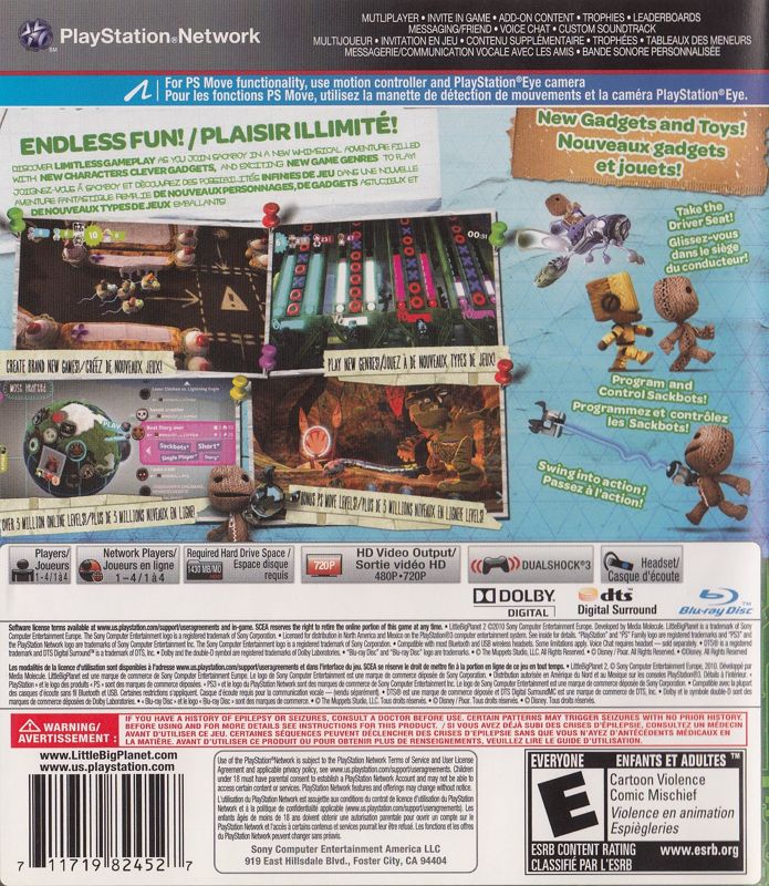 
LittleBigPlanet 2 | PlayStation 3 | back cover | Data by MobyGames.com