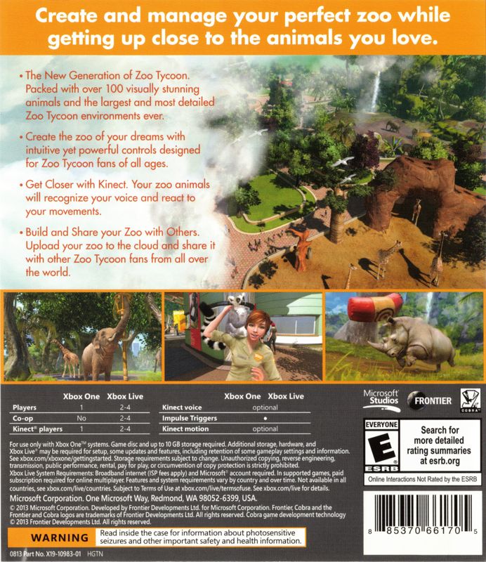 
Zoo Tycoon | Xbox One | back cover | Region: North America | source-country=United States | Data by MobyGames.com