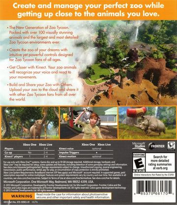 
Zoo Tycoon | Xbox One | back cover | Region: North America | source-country=United States | Data by MobyGames.com