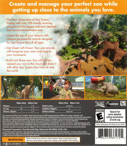 
Zoo Tycoon | Xbox One | back cover | Region: North America | source-country=United States | Data by MobyGames.com