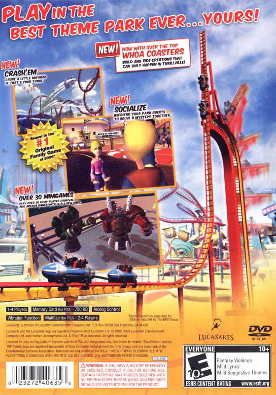 Thrillville: Off the Rails | PlayStation 2 | back cover | region=North America | source-country=United States | zypher-v2 | moby-1a204b19ba48 | Data by MobyGames.com