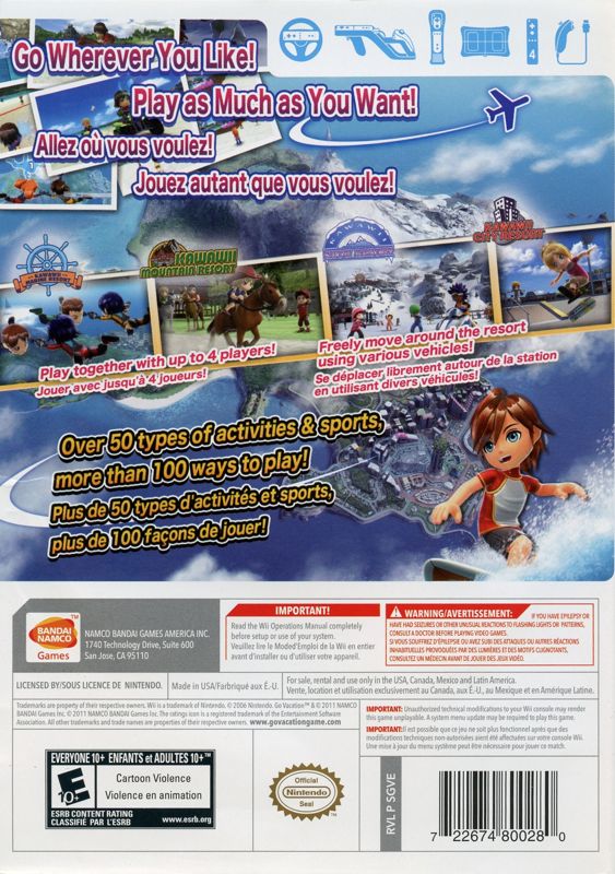 Go Vacation | Wii | back cover | Data by MobyGames.com