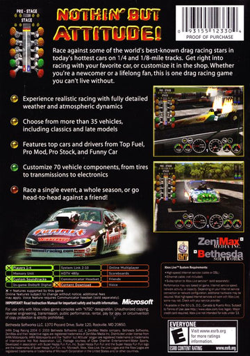 IHRA Drag Racing 2004 | Xbox | back cover | region=North America | source-country=United States | zypher-v2 | moby-fcfd1fc45d3d | Data by MobyGames.com