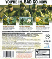 
Battlefield: Bad Company | PlayStation 3 | back cover | Region: North America | source-country=Canada,United States | Data by MobyGames.com