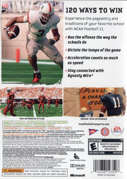 NCAA Football 11 | Xbox 360 | back cover | region=North America | source-country=United States | zypher-v2 | moby-2d35d133b309 | Data by MobyGames.com
