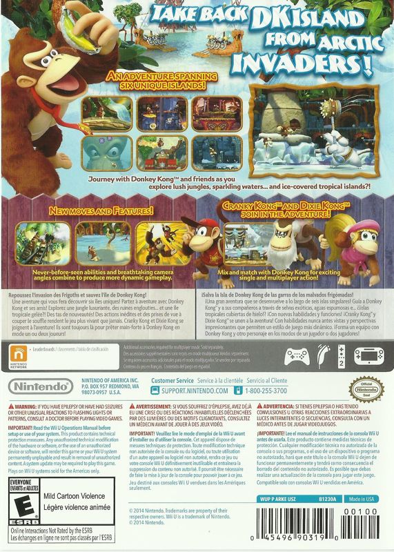
Donkey Kong Country: Tropical Freeze | Wii U | back cover | Data by MobyGames.com
