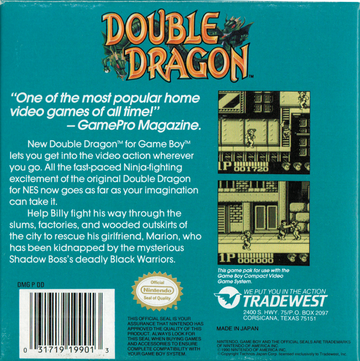 
Double Dragon | Game Boy | back cover | Data by MobyGames.com