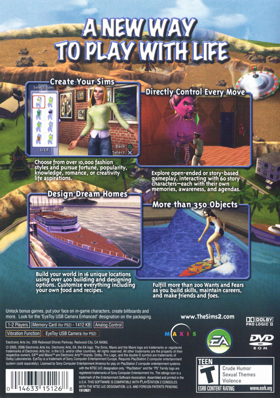 The Sims 2 | PlayStation 2 | back cover | Data by MobyGames.com