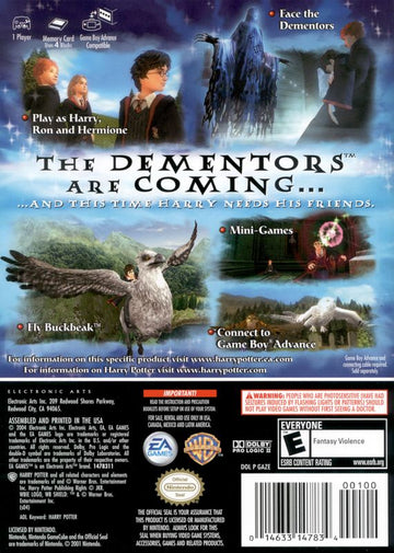 Harry Potter and the Prisoner of Azkaban | GameCube | back cover | region=North America | source-country=Canada,Mexico,United States | zypher-v2 | moby-1bcd82ac5264 | Data by MobyGames.com