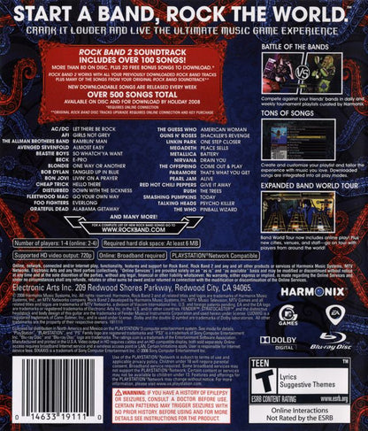 Rock Band 2 | PlayStation 3 | back cover | region=North America | source-country=United States | zypher-v2 | moby-de47e57c699b | Data by MobyGames.com