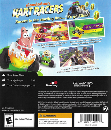 
Nickelodeon Kart Racers | Xbox One | back cover | Region: North America | source-country=United States | Data by MobyGames.com