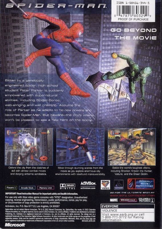 
Spider-Man | Xbox | back cover | Data by MobyGames.com