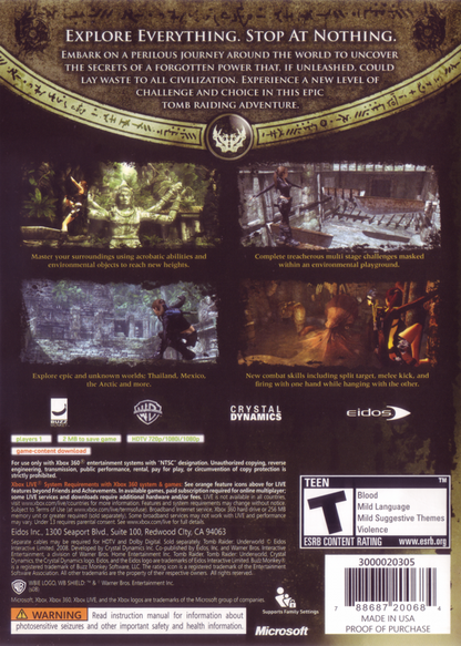 
Tomb Raider: Underworld | Xbox 360 | back cover | Data by MobyGames.com