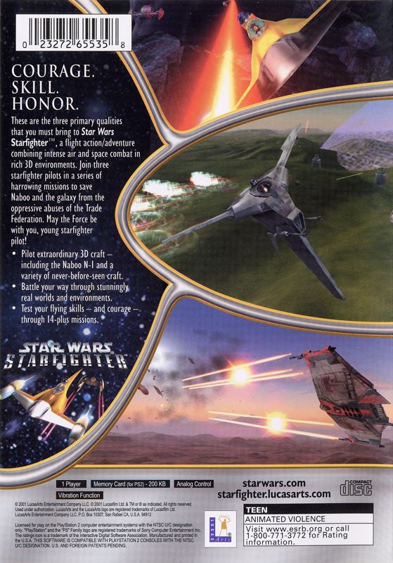 Star Wars: Starfighter | PlayStation 2 | back cover | region=North America | source-country=Canada,United States | zypher-v2 | moby-e27fadce346b | Data by MobyGames.com