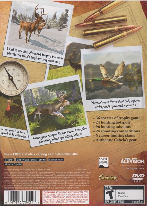 
Cabela's Trophy Bucks | PlayStation 2 | back cover | Region: North America | source-country=United States | Data by MobyGames.com