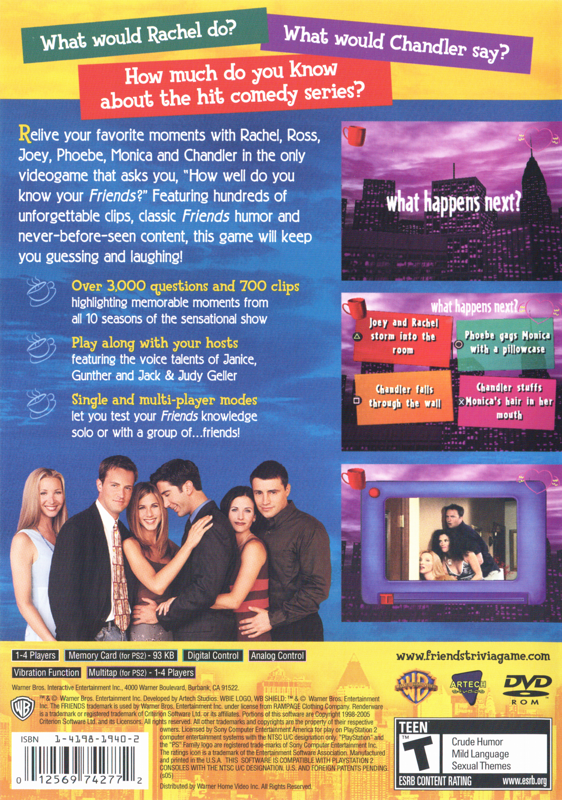 
Friends: The One with All the Trivia | PlayStation 2 | back cover | Data by MobyGames.com
