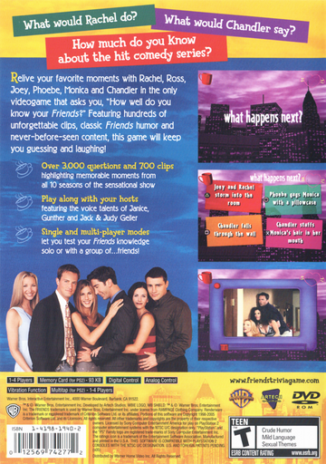 
Friends: The One with All the Trivia | PlayStation 2 | back cover | Data by MobyGames.com