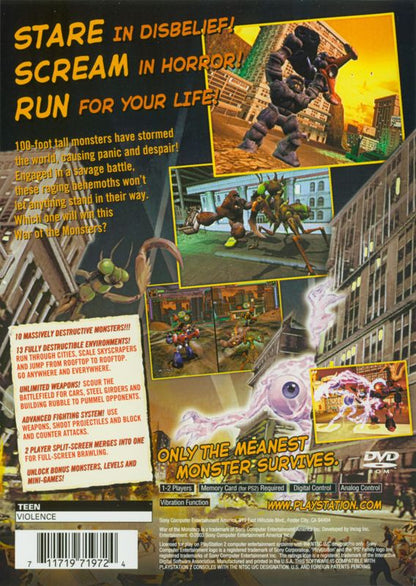 War of the Monsters | PlayStation 2 | back cover | region=North America | source-country=Canada,United States | zypher-v2 | moby-74e4747dbd03 | Data by MobyGames.com
