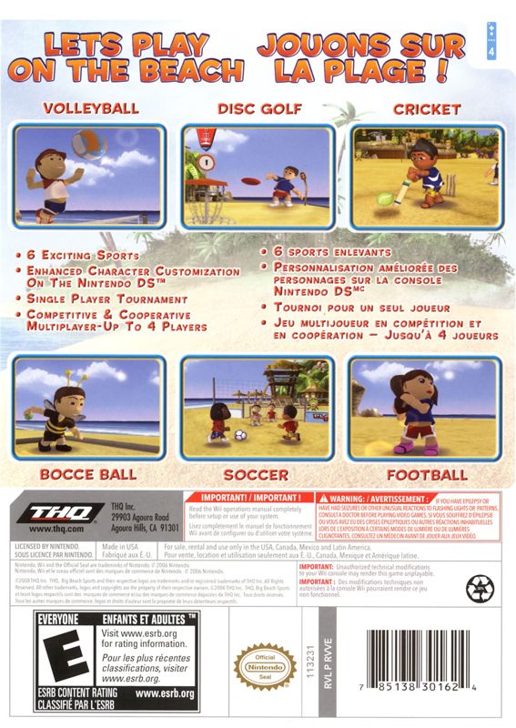 
Big Beach Sports | Wii | back cover | Data by MobyGames.com