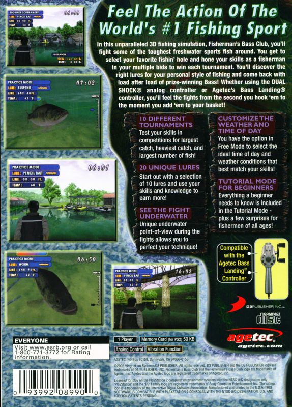 Fisherman's Bass Club | PlayStation 2 | back cover | region=North America | source-country=United States | zypher-v2 | moby-7df1d07eca47 | Data by MobyGames.com