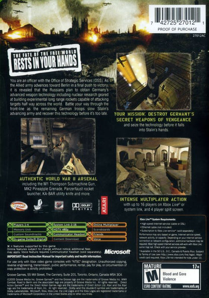 
World War II Combat: Road to Berlin | Xbox | back cover | Region: North America | source-country=United States | Data by MobyGames.com