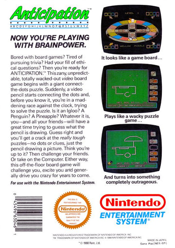 
Anticipation | NES | back cover | Data by MobyGames.com