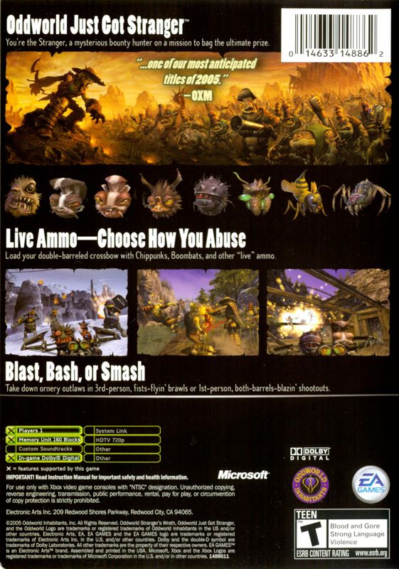 Oddworld: Stranger's Wrath | Xbox | back cover | Data by MobyGames.com