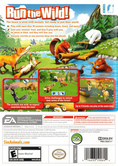 SimAnimals | Wii | back cover | region=North America | source-country=United States | zypher-v2 | moby-4da66d9c4e66 | Data by MobyGames.com