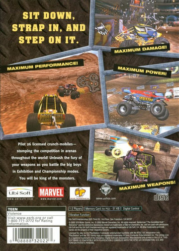 Monster Jam: Maximum Destruction | PlayStation 2 | back cover | region=North America | source-country=Canada,United States | zypher-v2 | moby-2bed2008f3e3 | Data by MobyGames.com