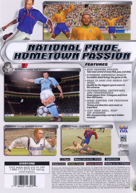 
FIFA Soccer 2002: Major League Soccer | PlayStation 2 | back cover | Region: North America | source-country=United States | Data by MobyGames.com