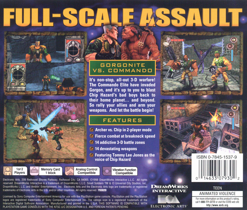
Small Soldiers | PlayStation | back cover | Data by MobyGames.com