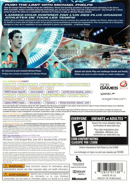 Michael Phelps: Push the Limit | Xbox 360 | back cover | region=North America | source-country=Canada,United States | zypher-v2 | moby-2859b58f9710 | Data by MobyGames.com