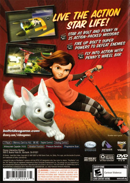 Bolt | PlayStation 2 | back cover | region=North America | source-country=United States | zypher-v2 | moby-249f2908ab6f | Data by MobyGames.com