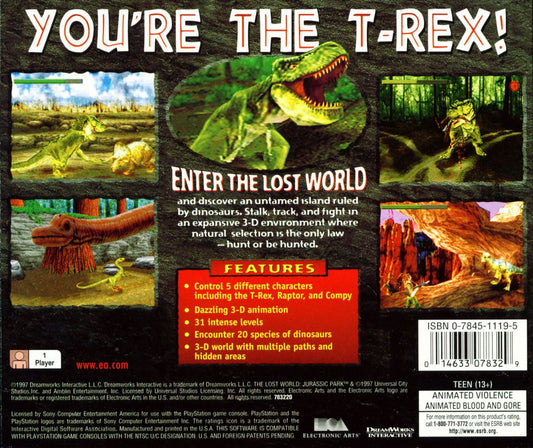 
The Lost World: Jurassic Park | PlayStation | back cover | Data by MobyGames.com