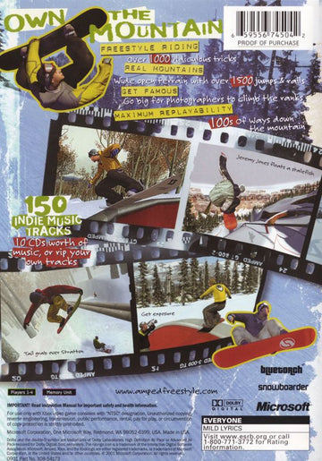 Amped: Freestyle Snowboarding | Xbox | back cover | region=North America | source-country=United States | zypher-v2 | moby-d4d39be03c99 | Data by MobyGames.com