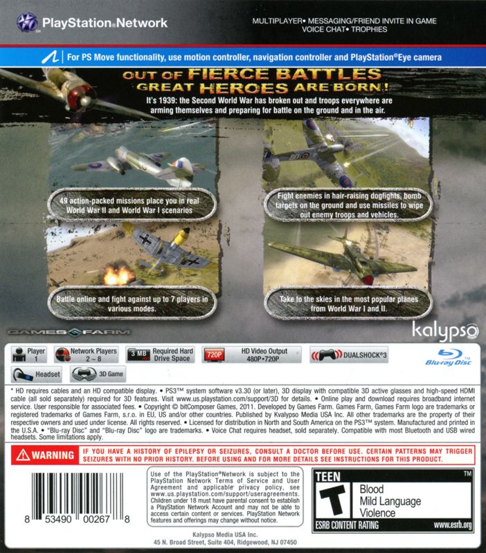 Air Conflicts: Secret Wars | PlayStation 3 | back cover | region=North America | source-country=United States | zypher-v2 | moby-88857b858870 | Data by MobyGames.com