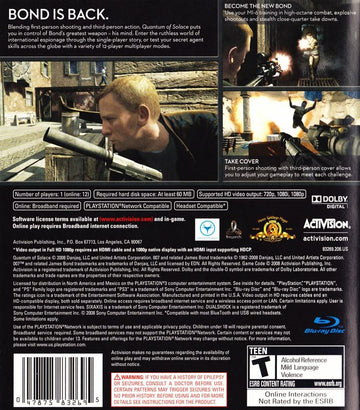
007: Quantum of Solace | PlayStation 3 | back cover | Data by MobyGames.com