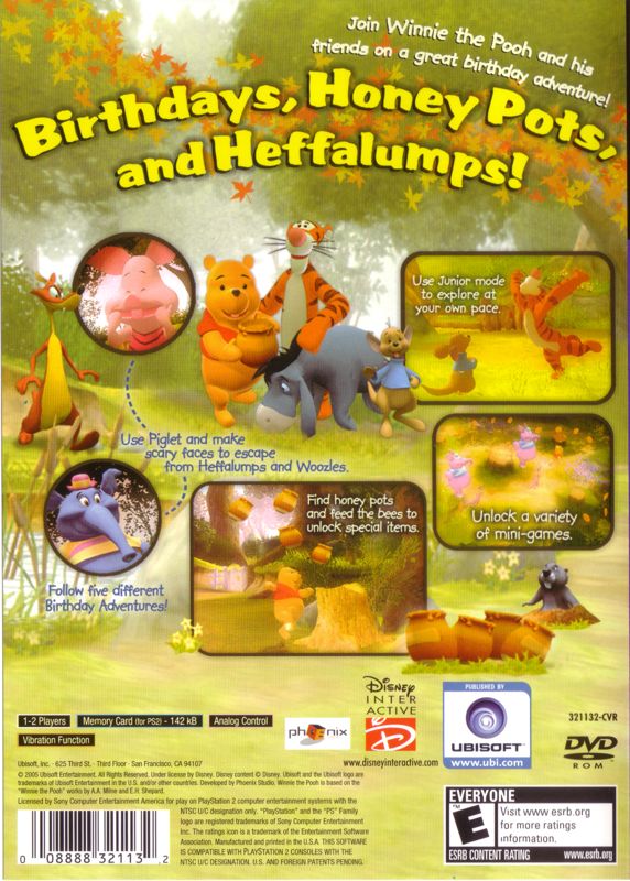 
Disney's Winnie the Pooh's Rumbly Tumbly Adventure | PlayStation 2 | back cover | Region: North America | source-country=Canada,United States | Data by MobyGames.com