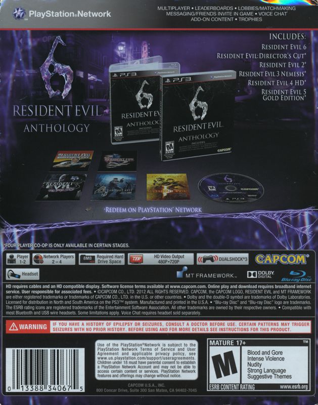 
Resident Evil 6: Anthology | PlayStation 3 | back cover | Data by MobyGames.com