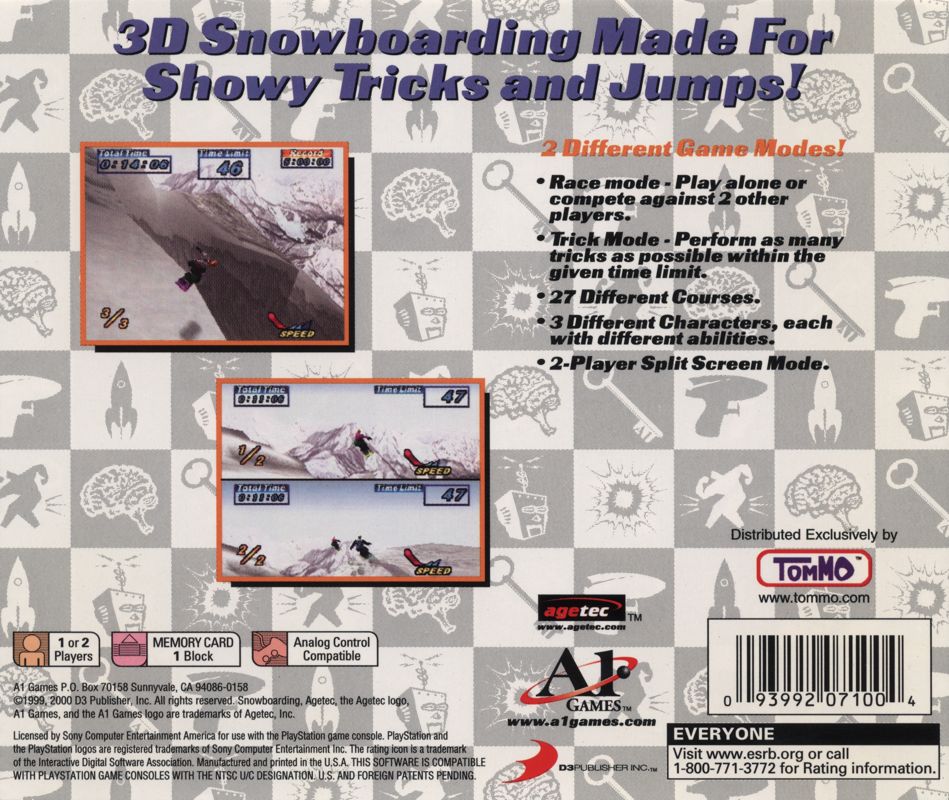 Snowboarding | PlayStation | back cover | region=North America | source-country=United States | zypher-v2 | moby-d2a96a84987b | Data by MobyGames.com